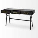 Vince 51L x 18W Black Metal WGold Accents 3 Drawer Office Desk - Default Title