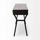 Vince 51L x 18W Black Metal WGold Accents 3 Drawer Office Desk - Default Title