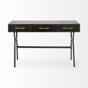 Vince 51L x 18W Black Metal WGold Accents 3 Drawer Office Desk - Default Title