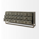 Genevieve II 70x158 Gray Fir Veneer WGold Metal Frame Base 9 Drawer Sideboard - Default Title