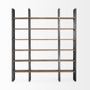 Taunton II 80L x 105W x 90H Dark Brown Wood And Black Iron Six Shelving Unit - Default Title