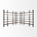 Turner II 37L x 105W x 90H Curved Dark Brown Wood And Black Iron Six Shelving Unit - Default Title