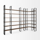 Taunton II 80L x 105W x 90H Dark Brown Wood And Black Iron Six Shelving Unit - Default Title