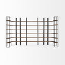 Turner II 37L x 105W x 90H Curved Dark Brown Wood And Black Iron Six Shelving Unit - Default Title