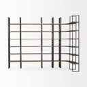 Taunton II 80L x 105W x 90H Dark Brown Wood And Black Iron Six Shelving Unit - Default Title