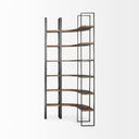 Turner II 37L x 105W x 90H Curved Dark Brown Wood And Black Iron Six Shelving Unit - Default Title