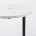 Ballatine II 15L x 15W x 27L White Marble Round Top White w Black Metal Base Accent Table - Default Title