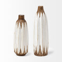 Sisko I Short Rustic Brown White Ceramic Vase - Default Title