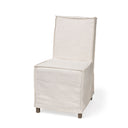 Elbert I Cream Fabric Slip-Cover Brown Wooden Base Dining Chair - Default Title