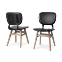 Haden I Black Faux-Leather Wrap Brown Solid Wood and Iron Base Dining Chair - Default Title