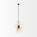 Jules 25x25 Blonde Wood and Black Metal Six Bulb Chandelier Light - Default Title