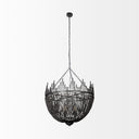 Liam I 32x30 Black Wooden Bead Bowl-Style Four Bulb Chandelier - Default Title