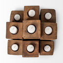 Cassius Light Brown Nine Wood Block Table Candle Holder - Default Title