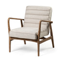 Ajax II Cream Fabric W Brown Wooden Frame Accent Chair - Default Title