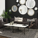 Lucas 30x30 White Marble Top Black Metal Base Coffee Table - Default Title