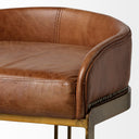 Hollyfield II Brown Leather Seat Gold Metal Base Stool - Default Title