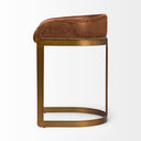 Hollyfield II Brown Leather Seat Gold Metal Base Stool - Default Title