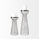 Shandra I Small Glass wMetal Wire Snakeskin Pattern Table Candle Holder - Default Title
