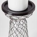 Shandra I Small Glass wMetal Wire Snakeskin Pattern Table Candle Holder - Default Title