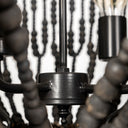 Liam I 32x30 Black Wooden Bead Bowl-Style Four Bulb Chandelier - Default Title