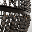 Liam I 32x30 Black Wooden Bead Bowl-Style Four Bulb Chandelier - Default Title