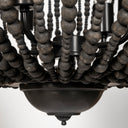 Liam I 32x30 Black Wooden Bead Bowl-Style Four Bulb Chandelier - Default Title