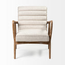 Ajax II Cream Fabric W Brown Wooden Frame Accent Chair - Default Title