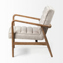 Ajax II Cream Fabric W Brown Wooden Frame Accent Chair - Default Title