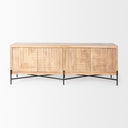 Cairo 78x19 Brown Solid Wood Black Metal Base 4 Door Cabinet Sideboard - Default Title