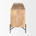 Cairo 78x19 Brown Solid Wood Black Metal Base 4 Door Cabinet Sideboard - Default Title