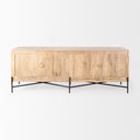 Cairo 78x19 Brown Solid Wood Black Metal Base 4 Door Cabinet Sideboard - Default Title