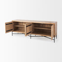 Cairo 78x19 Brown Solid Wood Black Metal Base 4 Door Cabinet Sideboard - Default Title