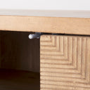 Cairo 78x19 Brown Solid Wood Black Metal Base 4 Door Cabinet Sideboard - Default Title
