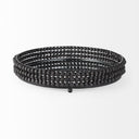 Decatur II 21L x 21W Black Wooden Bead Mirrored Bottom Round Tray - Default Title