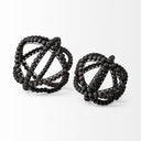 Earnhardt II Large 11L x 11W Black Wooden Beaded Orb - Default Title