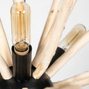 Jules 25x25 Blonde Wood and Black Metal Six Bulb Chandelier Light - Default Title