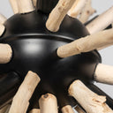 Jules 25x25 Blonde Wood and Black Metal Six Bulb Chandelier Light - Default Title