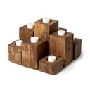 Cassius Light Brown Nine Wood Block Table Candle Holder - Default Title