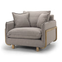 Roy II Flint Gray Upholstered and Brown Wood Frame Arm Chair - Default Title