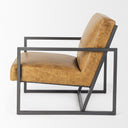 Armelle II Brown Leather Seat wGray Metal Frame Accent Chair - Default Title
