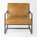 Armelle II Brown Leather Seat wGray Metal Frame Accent Chair - Default Title