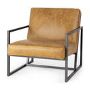 Armelle II Brown Leather Seat wGray Metal Frame Accent Chair - Default Title