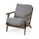 Olympus V Castlerock Grey Fabric Wrapped Brown Wooden Frame Accent Chair - Default Title