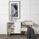 Savannah White Fir Veneer w Gray Metal 2-Door Accent Cabinet - Default Title