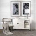 Savannah White Fir Veneer Gray Metal 3-Door Accent Cabinet - Default Title