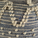 Rofi Blue Denim and Cream Cotton Stitched Square Pouf - Default Title