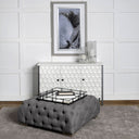 Savannah White Fir Veneer w Gray Metal 2-Door Accent Cabinet - Default Title