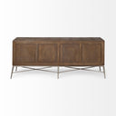 Swordfish 72L x 19W x 3025H Two-Tone Brown Wood Cabinet Silver Metal Base 4 Cabinet Door Sideboard - Default Title