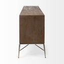 Swordfish 72L x 19W x 3025H Two-Tone Brown Wood Cabinet Silver Metal Base 4 Cabinet Door Sideboard - Default Title