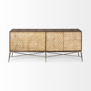 Swordfish 72L x 19W x 3025H Two-Tone Brown Wood Cabinet Silver Metal Base 4 Cabinet Door Sideboard - Default Title